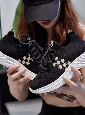 冰洁女鞋2022夏季新款运动鞋平跟系带针织鞋轻便软底休闲鞋17920