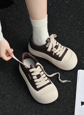 冰洁女鞋2025秋季新款真皮平底圆头休闲板鞋INS软底学生单鞋55181
