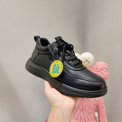 冰洁男鞋2025秋冬新款真皮平底圆头加绒棉鞋INS系带休闲鞋25502潮