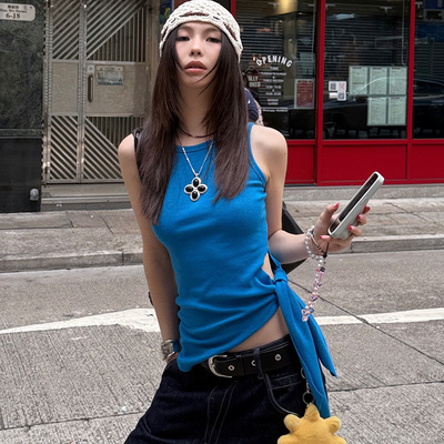 「 3.12春夏新品 」MMFISH 街头辣妹不规则修身绑带背心