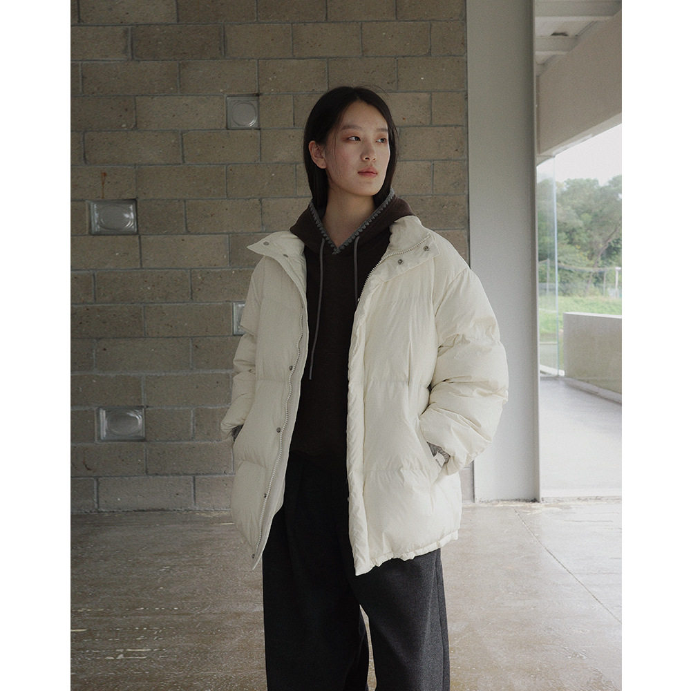 EVERTRUE 90白鸭绒2025冬季中长款韩版立领宽松羽绒服女外套53530