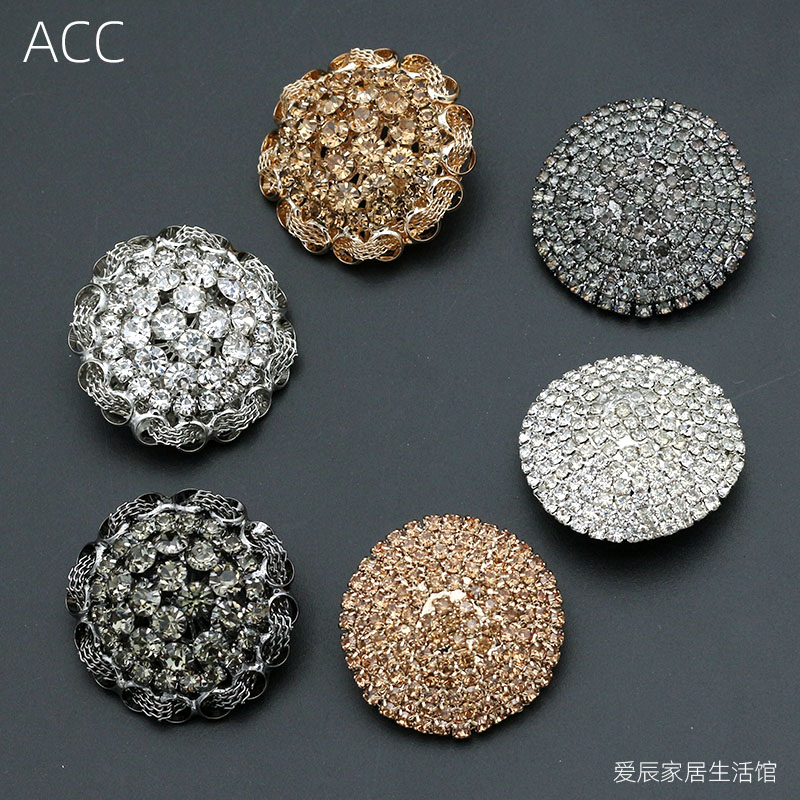 水貂皮草金色水钻纽扣枪色长尾大衣羊绒裘皮银色扣子黑色女