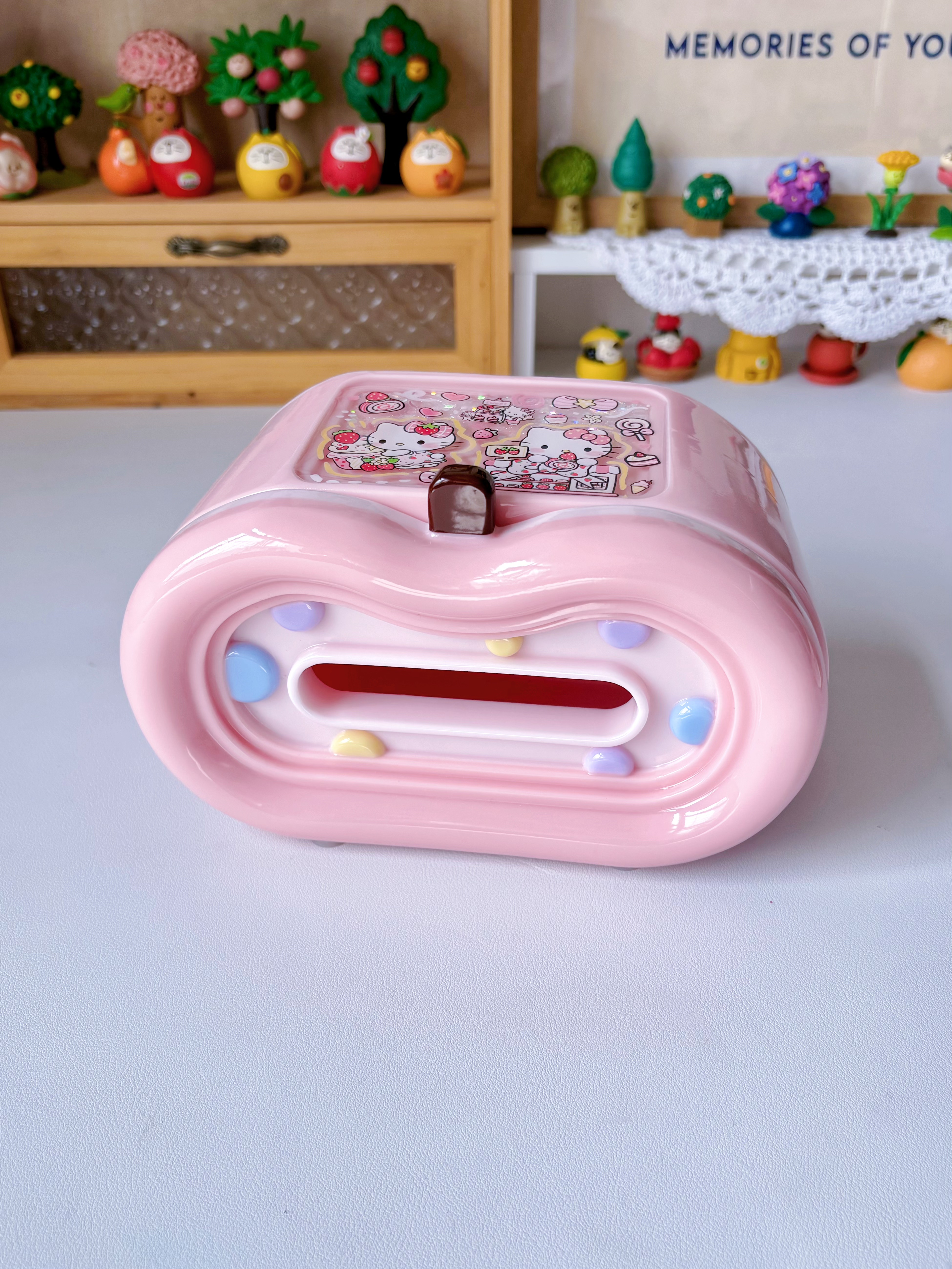 【定制】奶呼呼Hellokitty粉色滴胶侧抽流沙纸巾盒