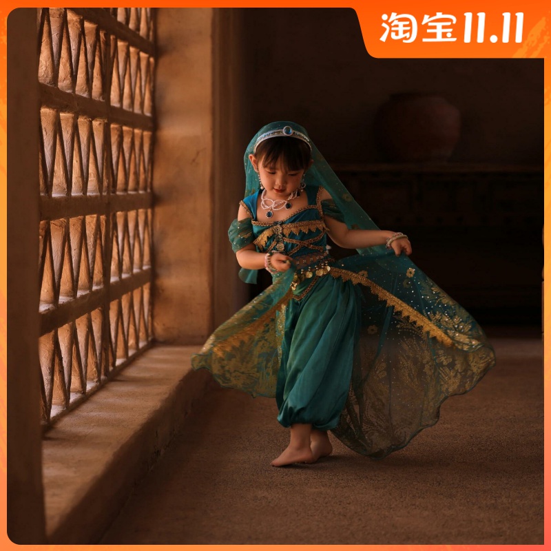 儿童茉莉公主印度舞蹈演出服异域民族风格女童新疆维吾尔族神灯