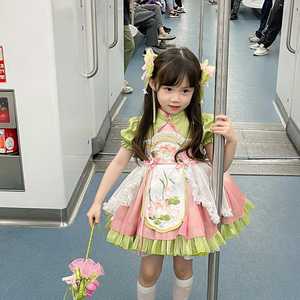 荷花仙子洛丽塔汉服女童公主连衣裙短裙儿童中国风新中式夏季儿童