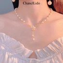 優雅花朵珍珠項鏈女眾鎖骨鏈小米珠頸鏈 ChanelLido香奈麗多?法式