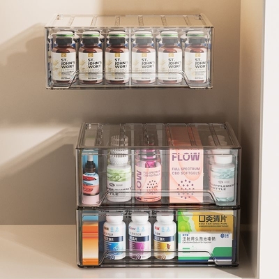 家用大号抽屉式药箱家庭常用药品收纳盒多层大容量透明分类药柜子