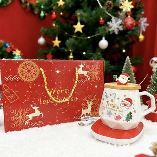 跨境圣诞老人恒温暖暖加热杯垫女生送闺蜜实用礼物伴手礼定制logo