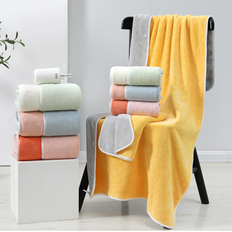 浴巾女珊瑚绒吸水不掉毛可扣可裹