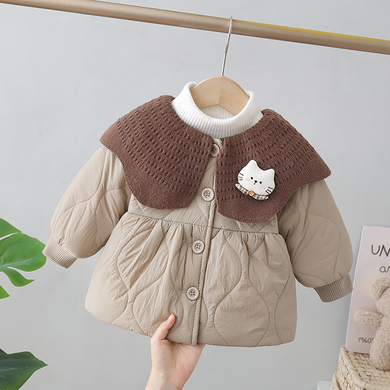 女童加绒棉服外套秋冬季新款儿童冬装女宝宝厚棉衣小女孩棉袄小童