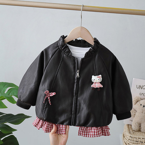 女童皮衣外套春秋款洋气2026新款儿童秋装女宝宝韩版皮夹克小女孩