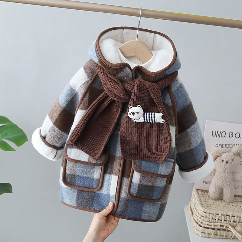 男童加绒棉服外套冬季2025新款儿童冬装男宝宝加厚呢子棉衣小男孩