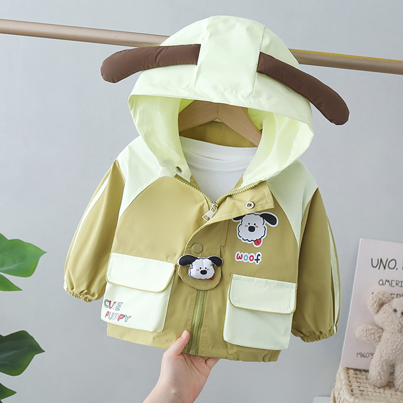 男童外套春秋季2026新款儿童春装男宝宝连帽夹克衫小男孩风衣小童