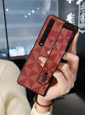 情侣兔适用于华为MateXs2手机壳新年喜庆matexs折叠屏皮质腕带防摔创意MATEXS保护套全包防摔metexs2小众网红