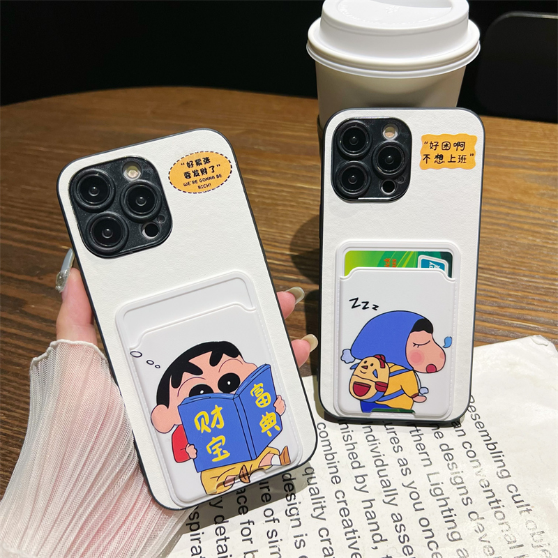 【2500个型号】适用苹果16E手机壳15promax彩绘13Pro卡通iPhone11公交门禁12蜡笔小新14pl放卡带插卡槽xr卡包