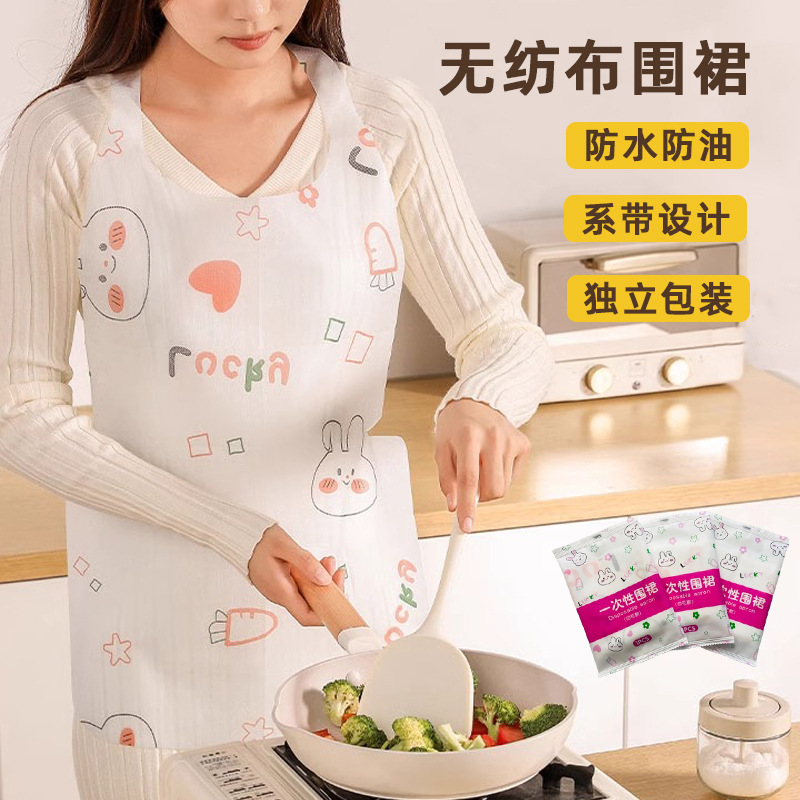 一次性无纺布围裙餐饮成人用餐火锅防水防油罩衣特厚专用吃饭围兜
