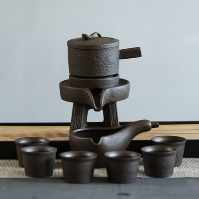 自动茶具套装家用陶瓷简约中式功夫茶杯茶壶懒人石磨泡茶器