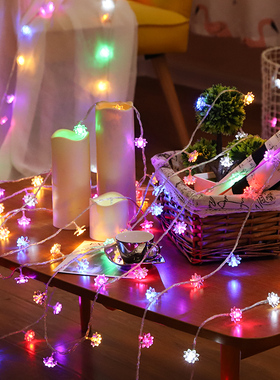 新年LED莲花彩灯闪灯串灯满天星星七彩春节氛围装饰房间布置户外