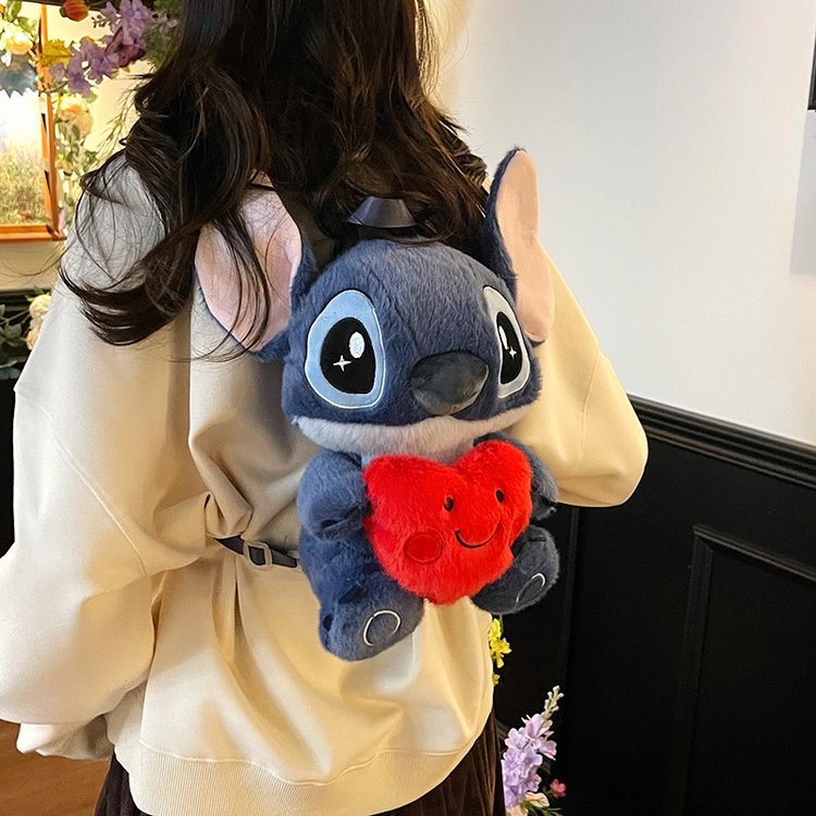 新款爆款双肩包史迪仔毛绒玩具公仔卡通抱枕布娃娃儿童玩