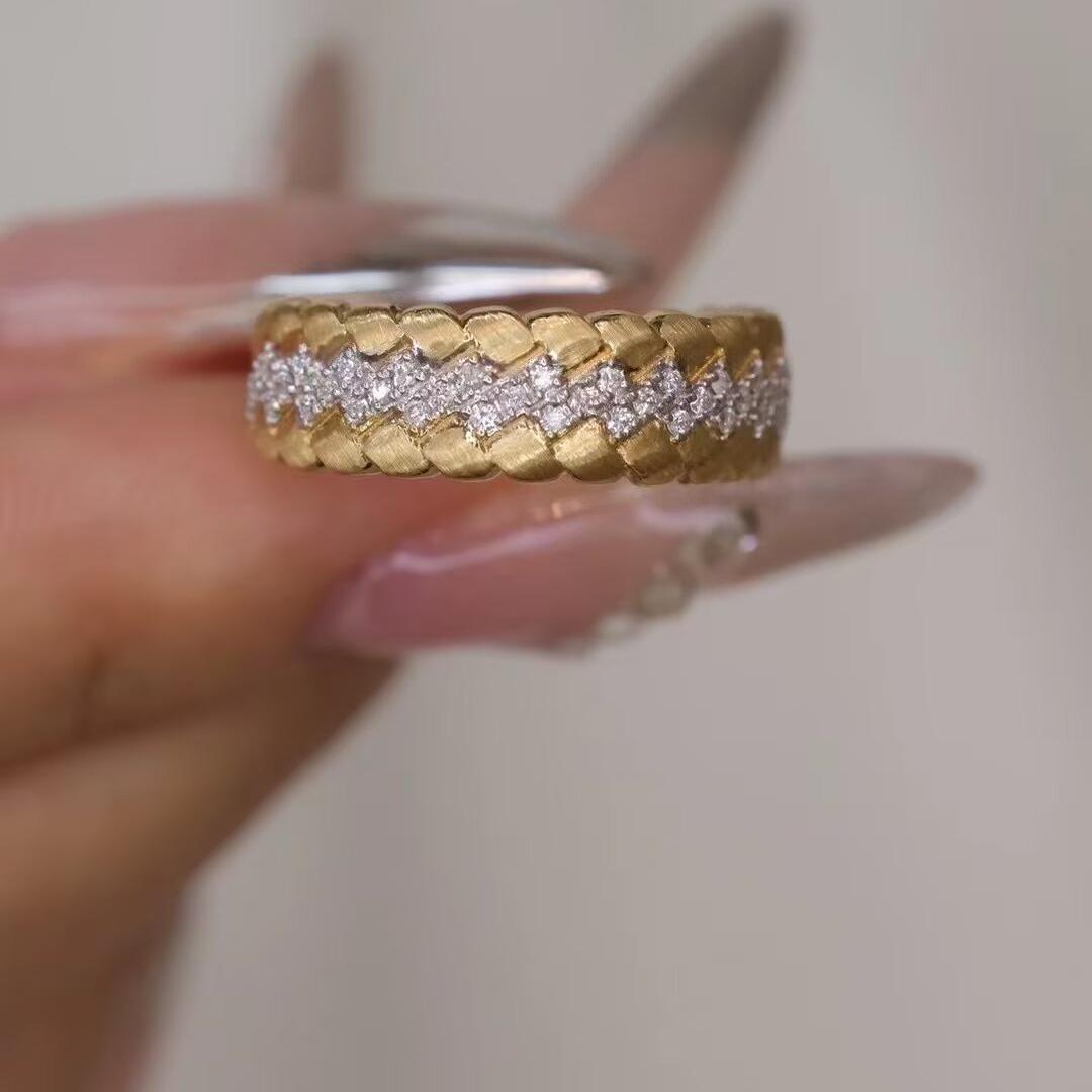 编织独特轻奢设计18k金戒指指环