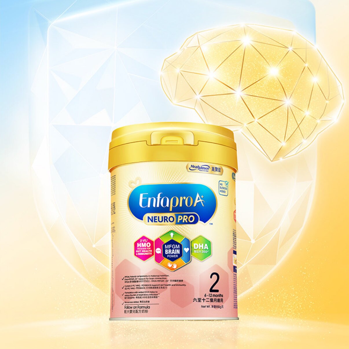 美赞臣正品原装进口HMO婴幼儿配方奶粉2段900g*6