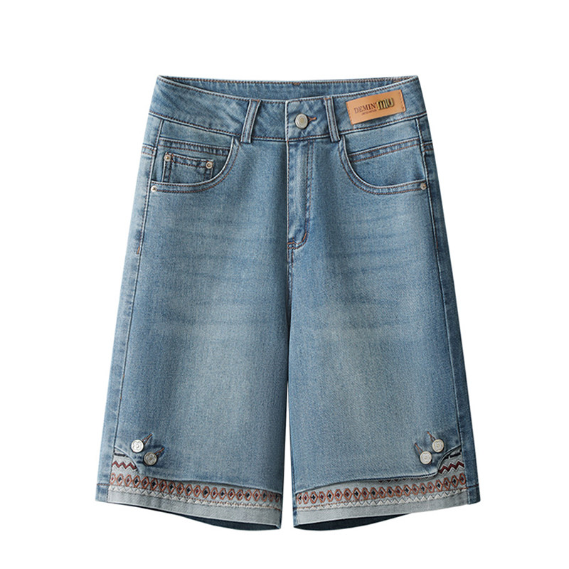 浅色牛仔短裤女2025新款夏季薄款小个子宽松休闲短裤高腰五分裤子
