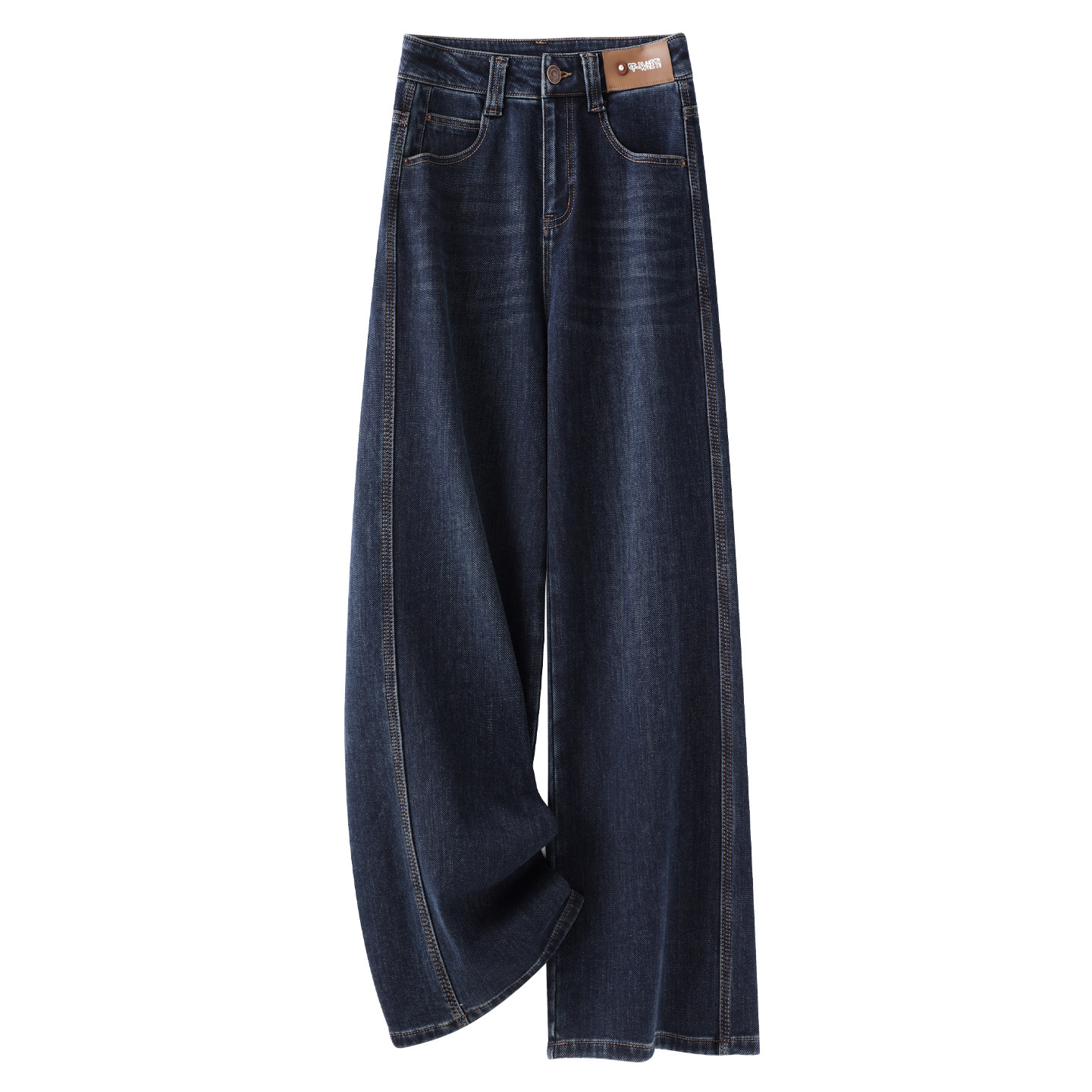 蓝色阔腿牛仔裤女2025新款秋季高腰显瘦宽松小个子垂坠感直筒裤子