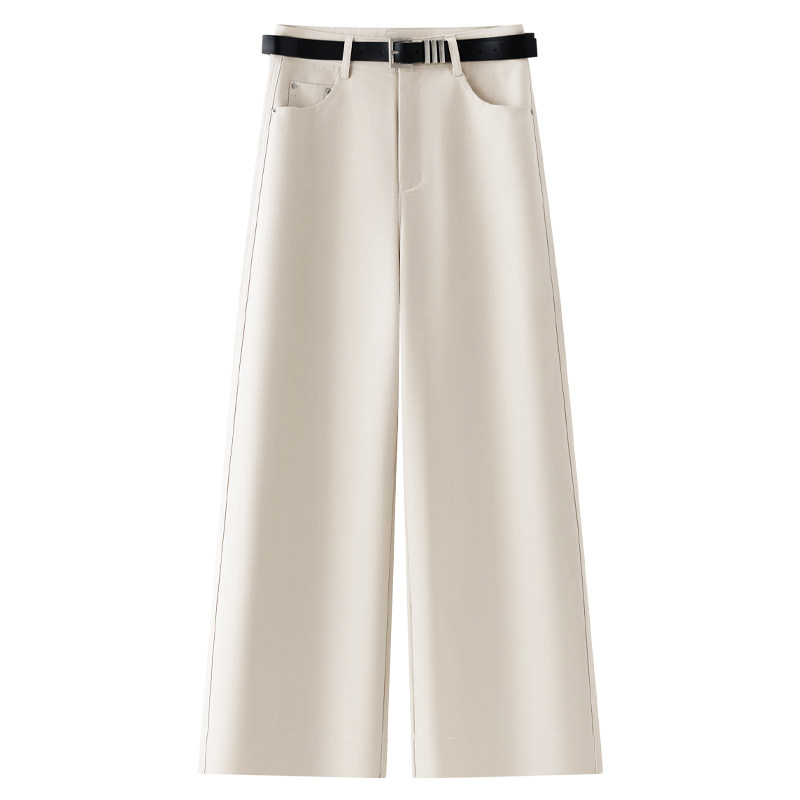 米白色西装阔腿裤女2025新款夏季薄款高腰显瘦高级垂感九分直筒裤