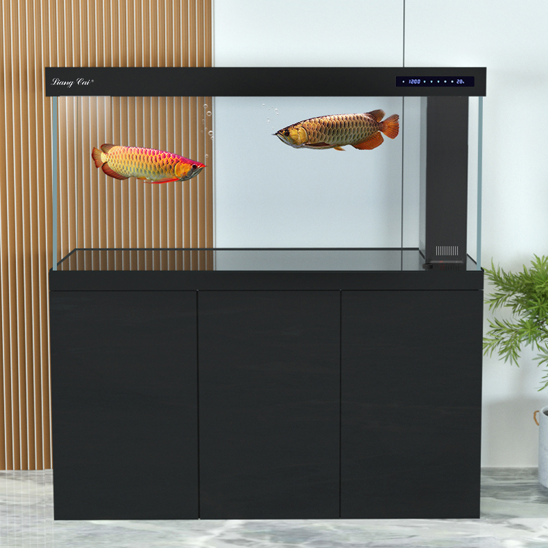 亮彩25年新款德彩超白玻璃鱼缸直角溢流灰玻底滤客厅办公室水族箱