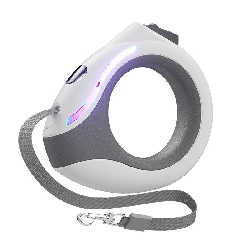 圆环带灯自动伸缩牵引绳发光遛狗绳狗链3m宠物用品