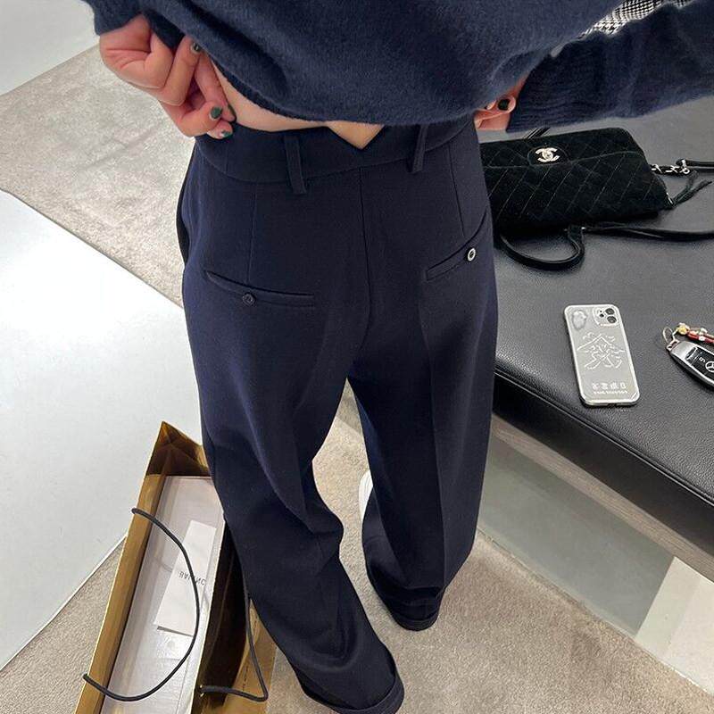 大码黑女春秋胖妹妹显瘦直筒裤拖地阔腿裤