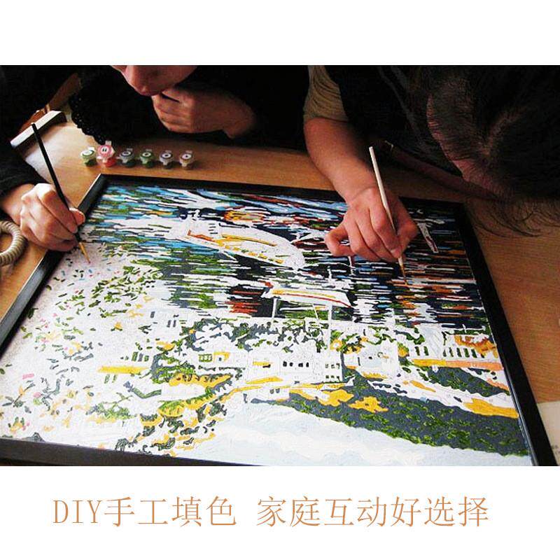 diy数字油画装饰画涂画绘画照片风景人物手绘客厅墙画油彩填色