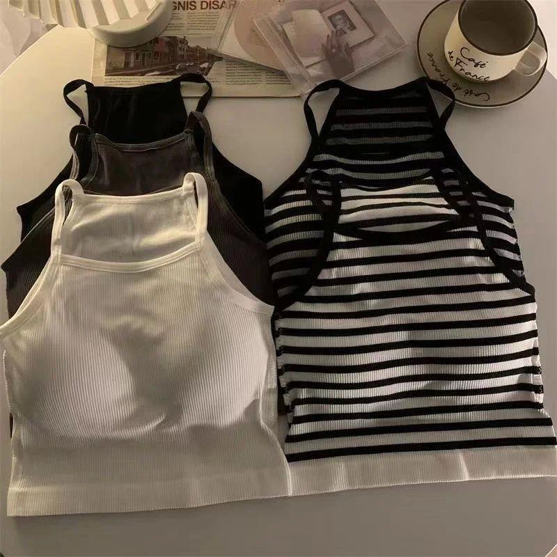 Casual striped sling sleeveless vest    休闲条纹吊带无袖背心