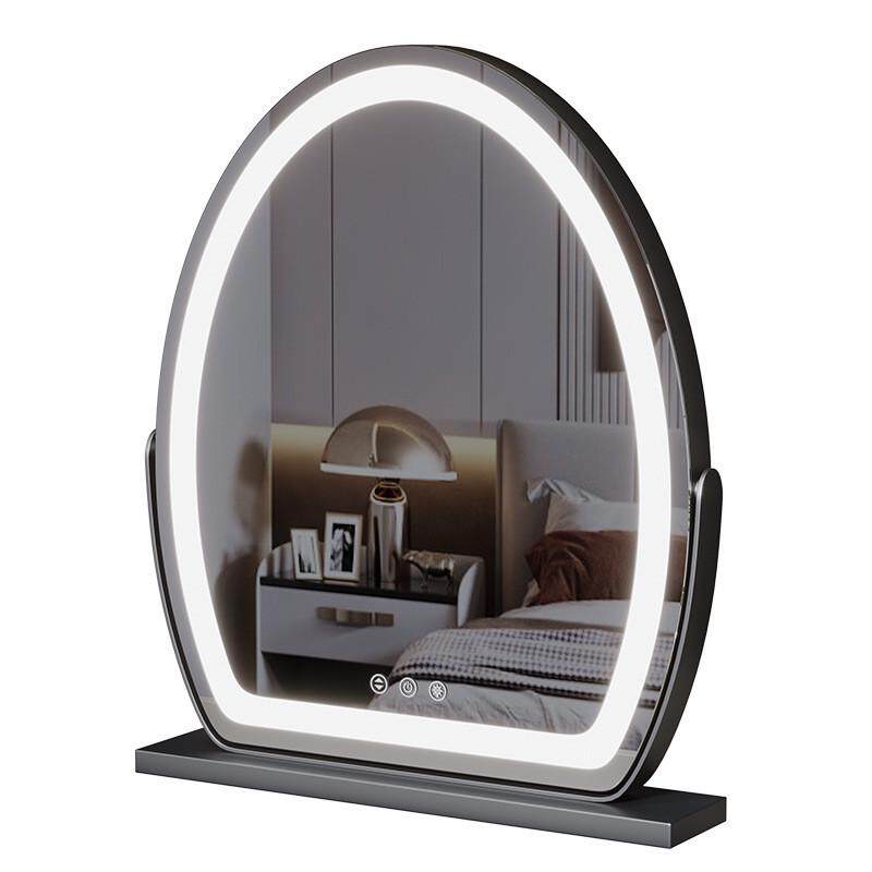 可旋转款桌面镜子便携插电充电开关触摸直播补光灯调光led化妆镜