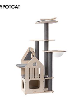 蜜罐猫 猫爬架猫窝猫树一体 多层实木猫架木质猫咪玩具 210195