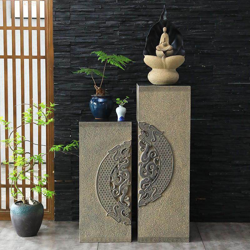 新中式室内展示柱摆件客厅玄关招财流水底座花园庭院柱子落地装饰,家居饰品,落地摆件,淘宝优惠券,粉丝福利购,淘宝优惠卷