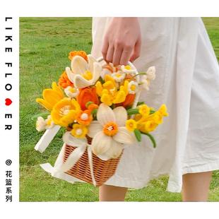 扭扭棒花束手提花篮手工成品diy材料入宅新居摆设生日母亲节礼物