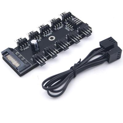 机箱风扇 4针 PWM 集线器温控调速扩展板 四线风扇 集线器