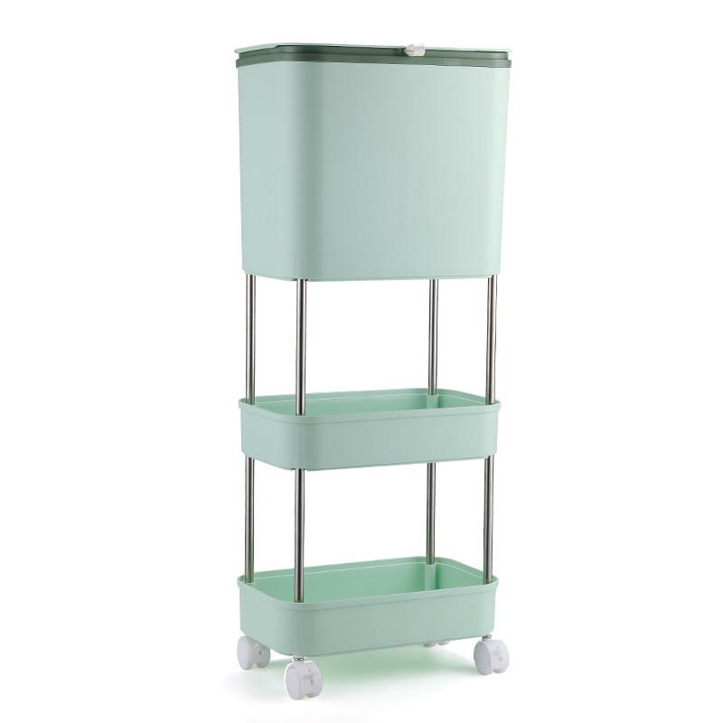 厨房干湿分离垃圾桶分类垃圾桶家用批发带滑轮多层厨房置物架