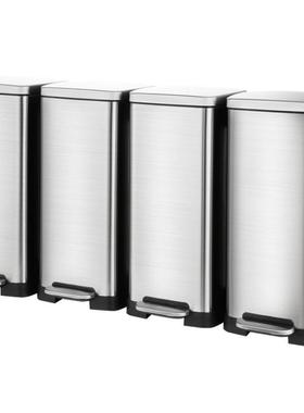 方形30升加厚白色市政商用小区户外脚踩不锈钢分类办公20升垃圾桶