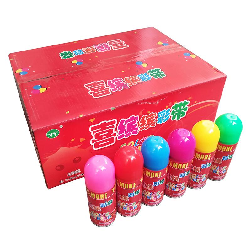 批发喜庆彩带节日庆典生日手喷厂家直销婚礼用品彩喷欢乐喷雪罐