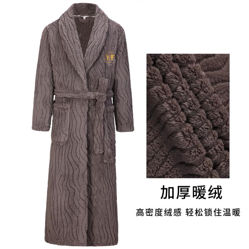 新款2025冬季新款浴袍睡袍男士长袍加厚晨袍珊瑚绒女士保暖睡衣法