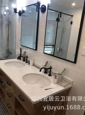 现代简约转轴落地浴室柜组合民宿酒店别墅化妆洗漱台陶瓷台