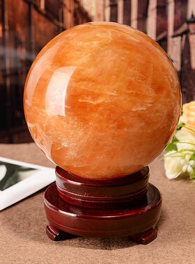 高档摆件 大天然礼品乔迁开业客厅球黄水晶装饰品卧室办公室小号