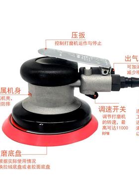台湾普力马prima5寸气动打磨机125mm打蜡机吸尘砂纸机汽车抛光机