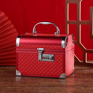 结婚箱彩礼箱中号玫瑰密码锁首饰盒钱箱订婚礼金陪嫁箱珠宝铝箱