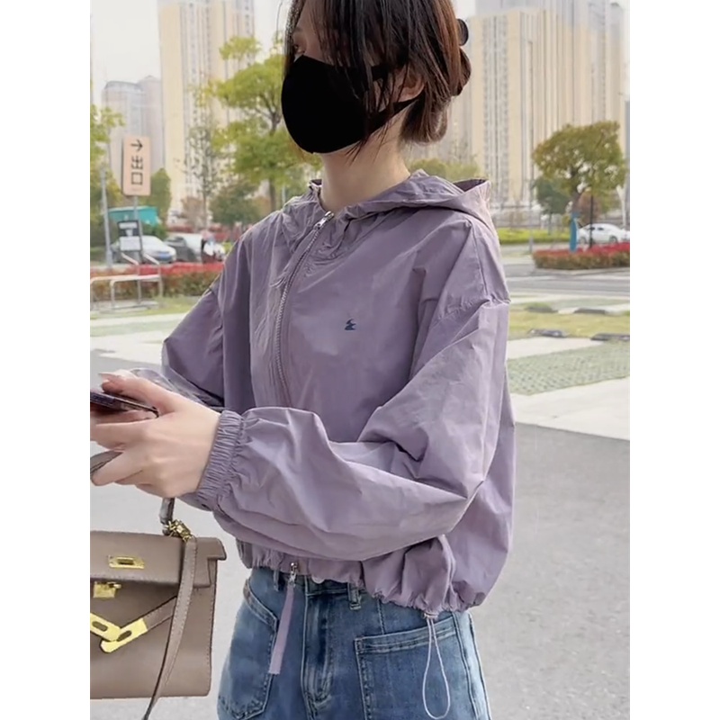 防晒衣女夏季薄款外套女短款小个子2025新款宽松百搭连帽防晒上衣