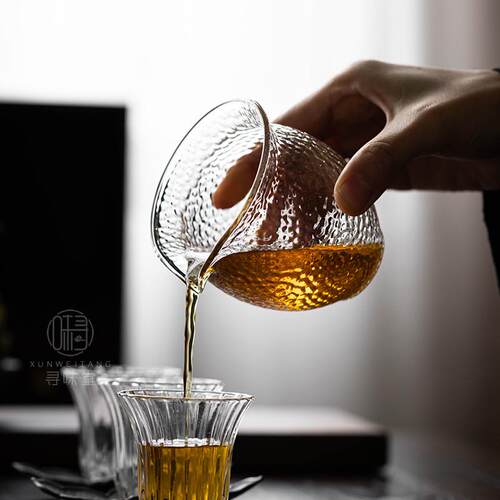 多款锤纹玻璃公道杯｜优质耐热高硼硅玻璃分茶杯加厚茶海功夫茶具