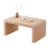 藤编草编日式 飘窗桌子榻榻米茶几阳台窗台田园简约矮茶几茶桌