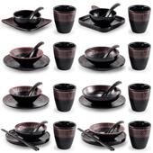 日式 仿瓷商用 密胺四件套餐具烤肉店烧烤火锅摆台骨碟小碗杯勺套装